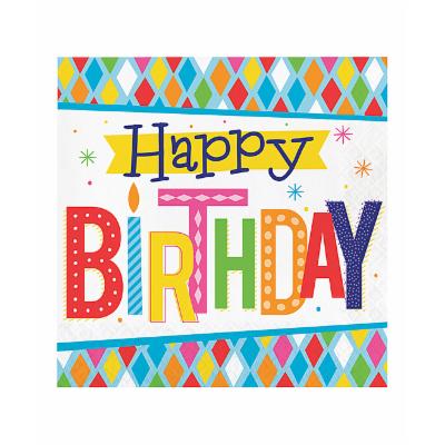 Ultimate Party Super Stores Bright &#39;Happy Birthday&#39; Napkin - Set of 16