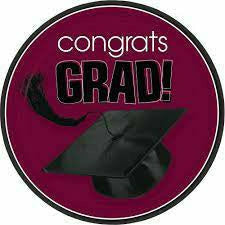 Ultimate Party Super Stores Congrats Grad Burgundy 9&quot; Luncheon Plates (18 Pack)- Graduation Party