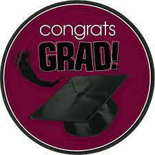Ultimate Party Super Stores Congrats Grad Burgundy 9" Luncheon Plates (18 Pack)- Graduation Party