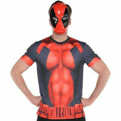 Ultimate Party Super Stores COSTUMES: ACCESSORIES S/M up to size 42 Mens Deadpool T-Shirt