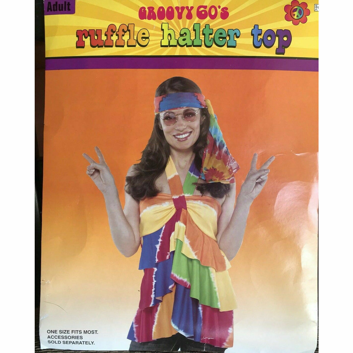 Ultimate Party Super Stores COSTUMES Groovy 60&#39;s Adult Ruffle Halter Top