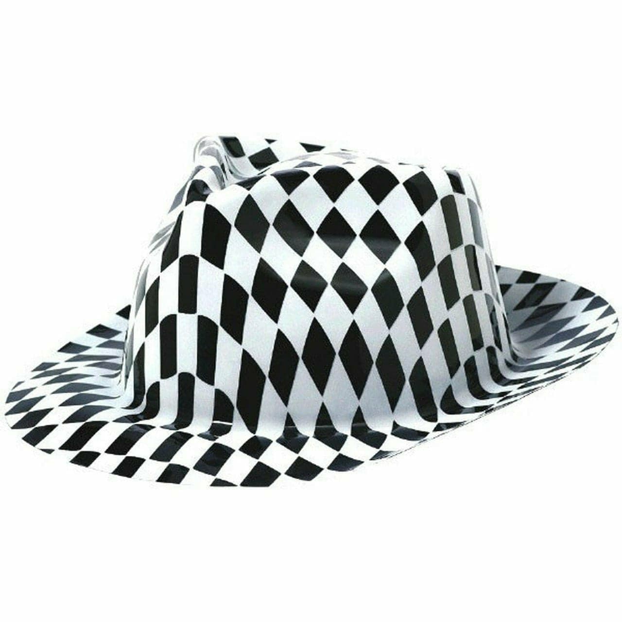 Ultimate Party Super Stores COSTUMES: HATS White/Black Checkered Plastic Fedora