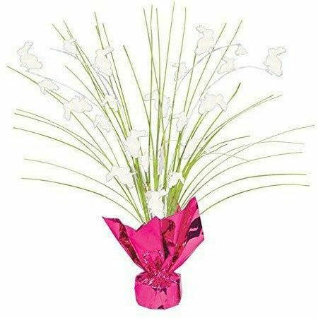 Ultimate Party Super Stores Egg-stra Special Easter Bunnies in Grass Mini Spray Centerpiece, Pink/Yellow Green, 12"