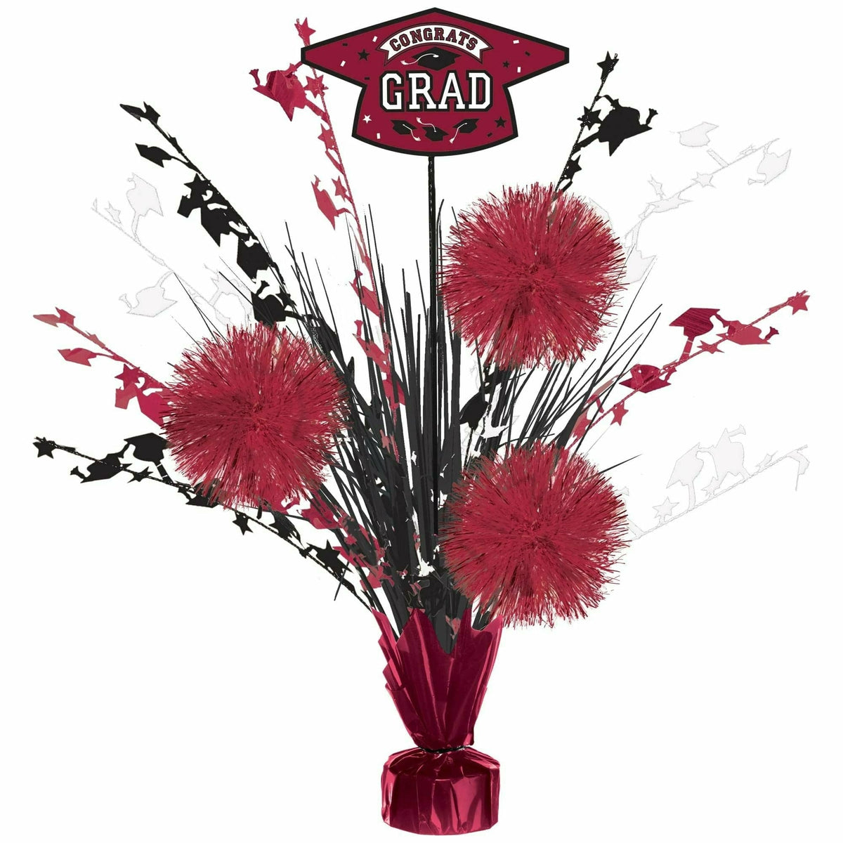 Ultimate Party Super Stores Grad Tinsel Burst Centerpiece - Maroon