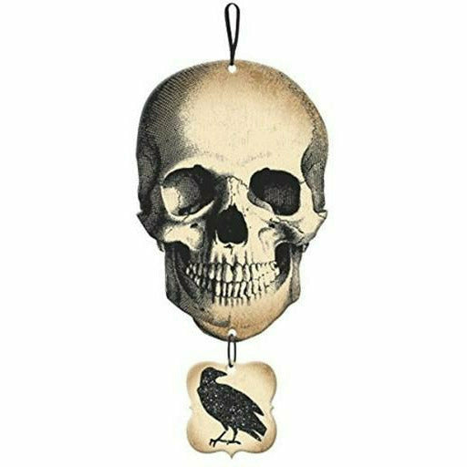 Ultimate Party Super Stores HOLIDAY: HALLOWEEN Boneyard Skull &amp; Crow Hanging Sign