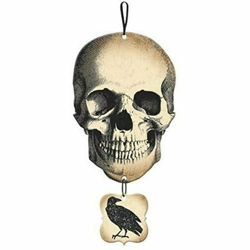 Ultimate Party Super Stores HOLIDAY: HALLOWEEN Boneyard Skull & Crow Hanging Sign