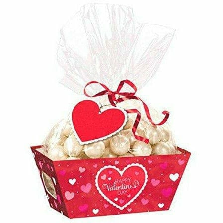 Ultimate Party Super Stores HOLIDAY: VALENTINES Valentine Food Tray Cardboard with Cello Bag, 1 per Pack, Red/White