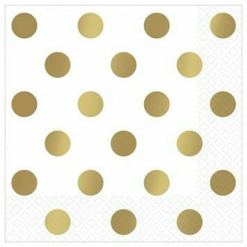 Ultimate Party Super Stores Luncheon Napkin Metallic Dots - Gold