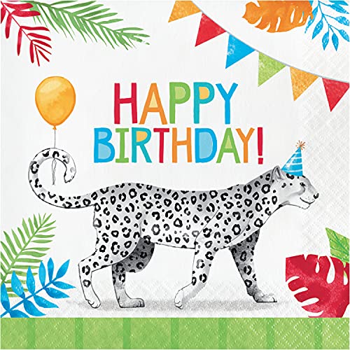 Ultimate Party Super Stores Party Animals Happy Birthday Napkins, 16 Ct