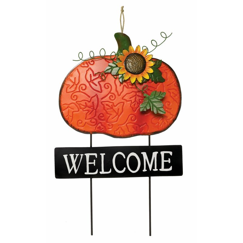 Ultimate Party Super Stores Pumpkin Welcome Metal Yard Sign