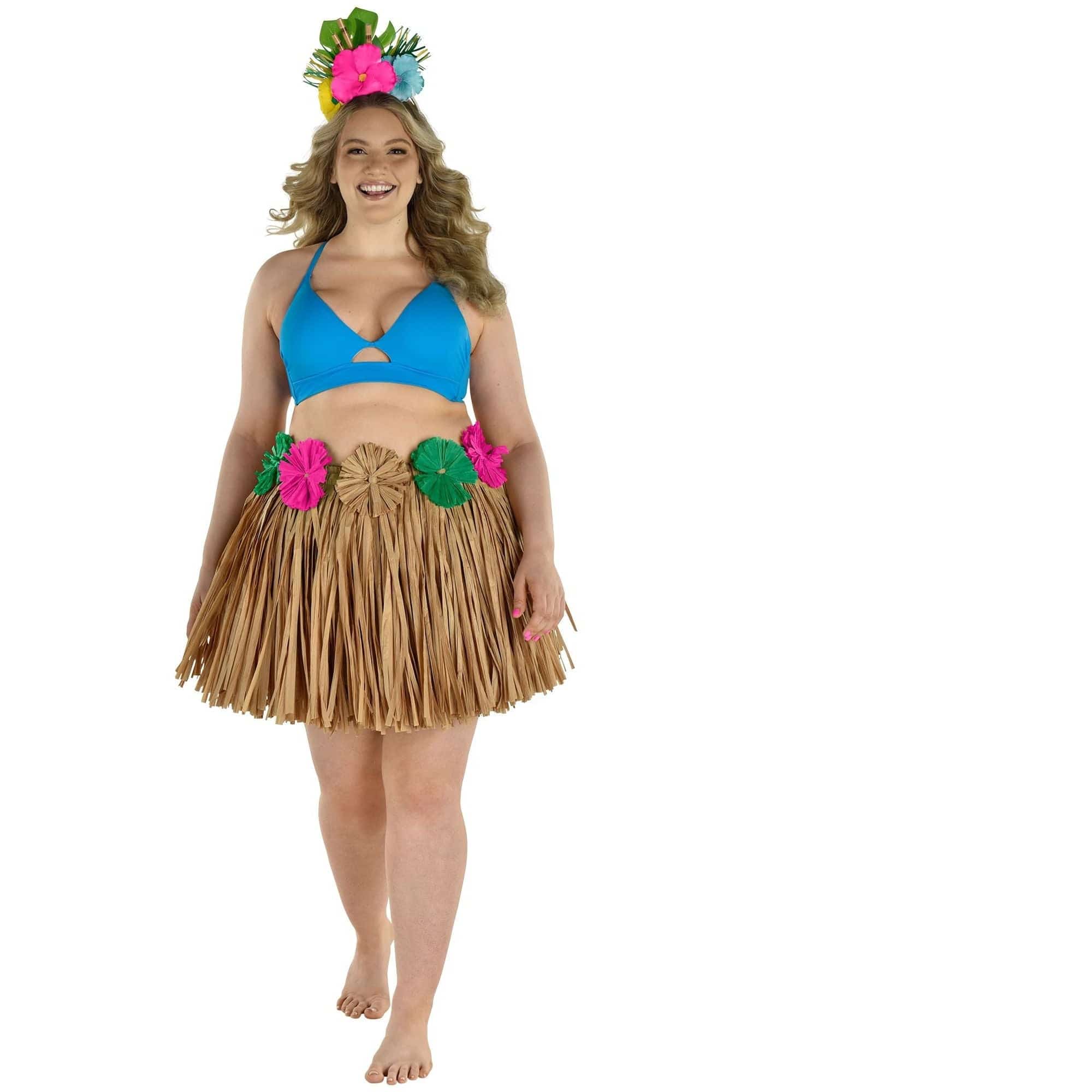Ultimate Party Super Stores Tutu Grass Skirt w/Raffia Flowers - Adult Plus