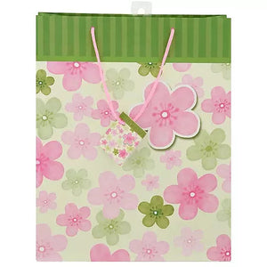 Unique GIFT WRAP Flowers Pink & Green Floral Chic Large Gift Bags