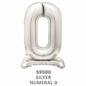 Unique Industries BALLOONS 0 30" Silver Air-Filled Standing Number Balloons
