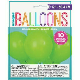Unique Industries BALLOONS 12" Latex Balloons, 10ct - Lime Green