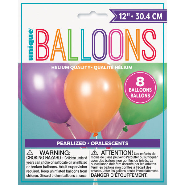 Unique Industries BALLOONS 12&quot; Latex Balloons, 8ct - Assorted Pastel