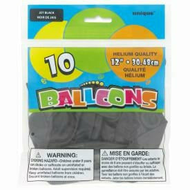 Unique Industries BALLOONS 12" Latex Balloons - Jet Black