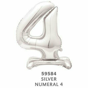 Unique Industries BALLOONS 4 30" Silver Air-Filled Standing Number Balloons