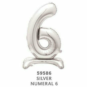 Unique Industries BALLOONS 6 30" Silver Air-Filled Standing Number Balloons