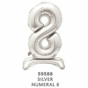 Unique Industries BALLOONS 8 30" Silver Air-Filled Standing Number Balloons