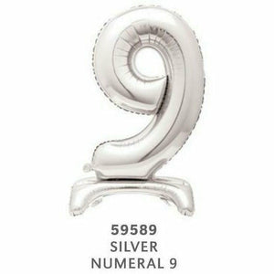 Unique Industries BALLOONS 9 30" Silver Air-Filled Standing Number Balloons