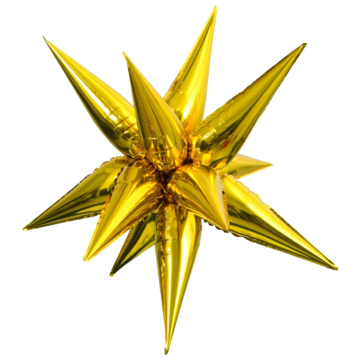 Unique Industries BALLOONS Air-Filled Gold Star Burst Balloon Mylar