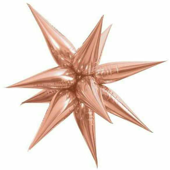 Unique Industries BALLOONS Air-Filled Rose Gold Star Burst Balloon Mylar 27.5"