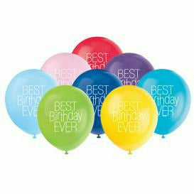Unique Industries BALLOONS "Best Birthday Ever" 12" Latex Balloons, 8ct