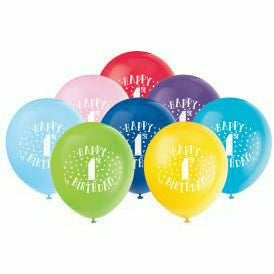 Unique Industries BALLOONS Fun Happy 1st Birthday 12" Latex Balloons