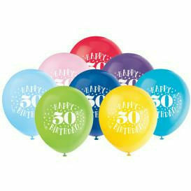 Unique Industries BALLOONS Fun Happy 50th Birthday 12" Latex Balloons, 8ct