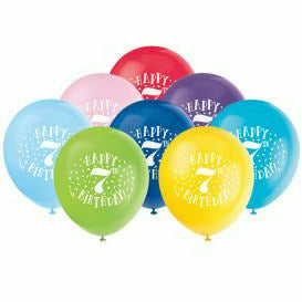 Unique Industries BALLOONS Fun Happy 7th Birthday 12" Latex Balloons, 8ct