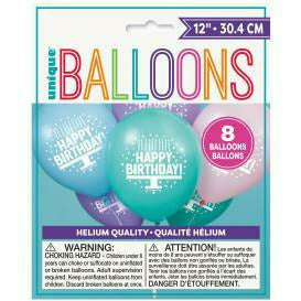 Unique Industries BALLOONS Pastel Birthday Cake 12&quot; Latex Balloons, 8ct