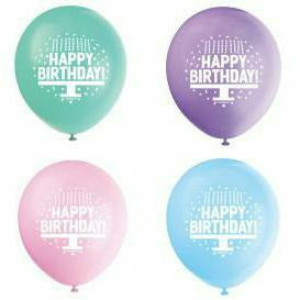 Unique Industries BALLOONS Pastel Birthday Cake 12" Latex Balloons, 8ct
