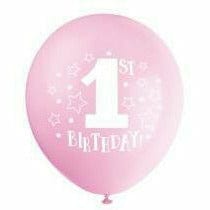 Unique Industries BALLOONS Stars Pink 1st Birthday 12&quot; Latex Balloons, 8ct