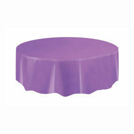 Unique Industries BASIC Pretty Purple Solid Round Plastic Table Cover, 84"