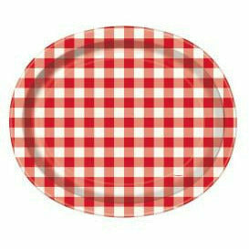 Unique Industries BASIC Red Gingham Paper Oval Plates
