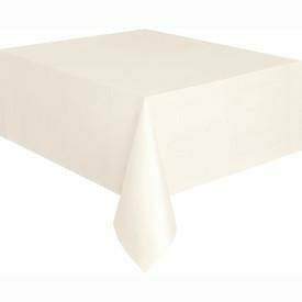 Unique Industries BASIC Vanilla Cream Solid Rectangular Plastic Table Cover