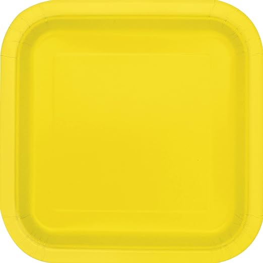 Unique Industries BASIC Yellow Square Paper Dinner Plates