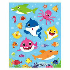 Paper Projects 01.70.15.052 Baby Shark Stickers (zes vellen) | Officieel gelicentieerd product | Perfect als feesttas of kousvuller, blauw