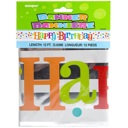 Unique Industries BIRTHDAY Foil Rainbow Dots Happy Birthday Banner
