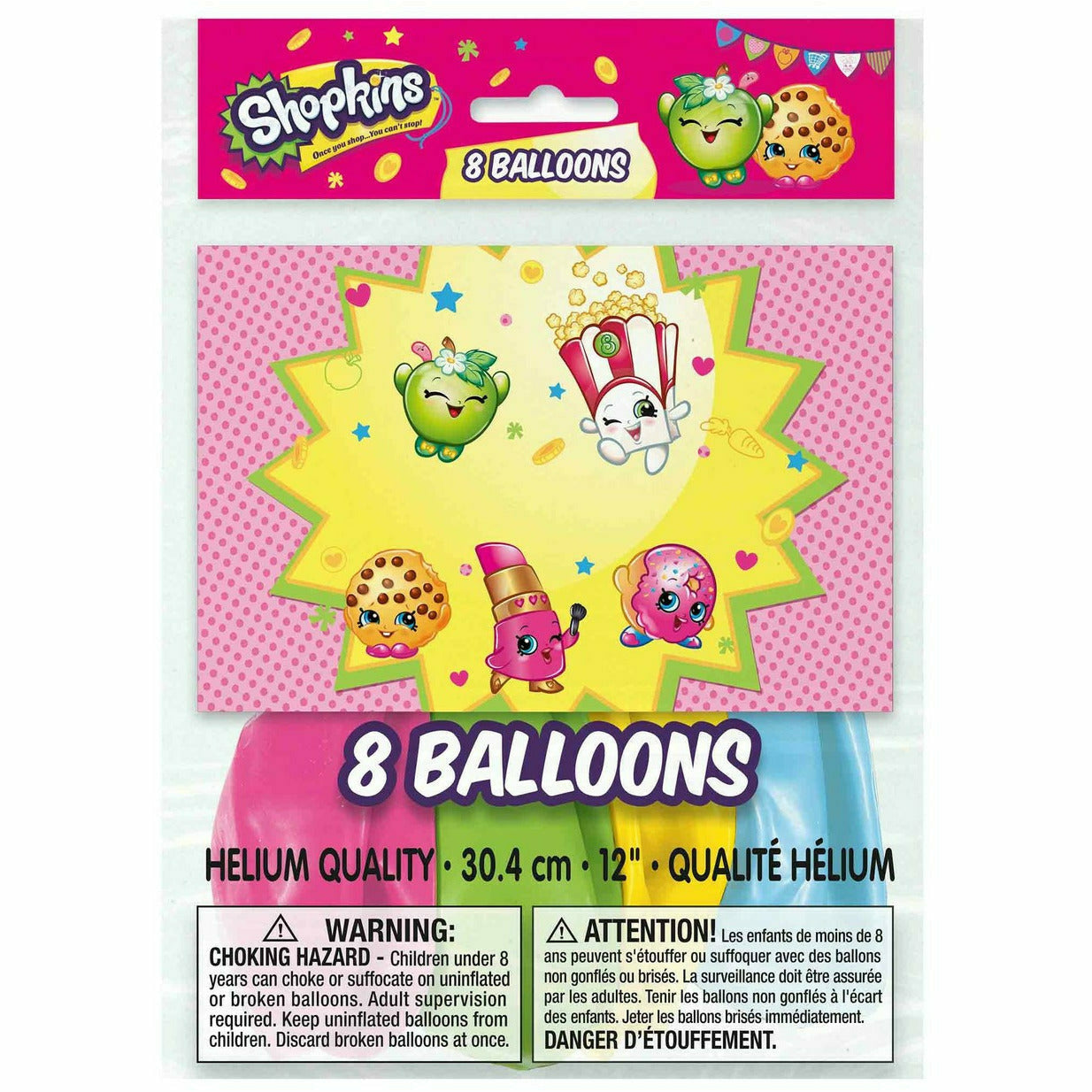 Unique Industries BIRTHDAY: JUVENILE 12" Latex Shopkins Balloons, 8ct