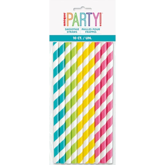 Unique Industries BIRTHDAY Paper Smoothie Straw with Stripes