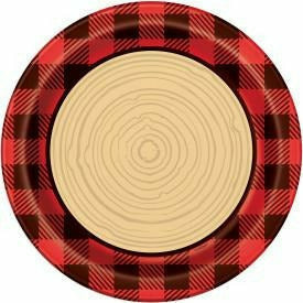 Unique Industries BIRTHDAY Plaid Lumberjack Round 9&quot; Dinner Plates