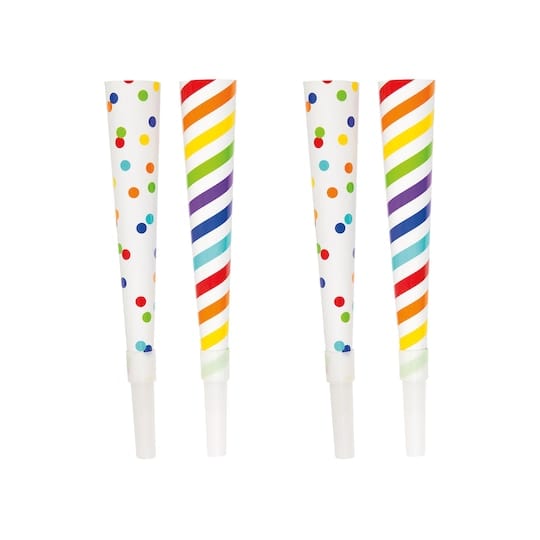 Unique Industries BIRTHDAY Rainbow Party Horn Noisemakers