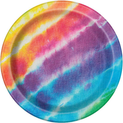 Unique Industries BIRTHDAY Rainbow Tie Dye Party Dessert Plates 8ct