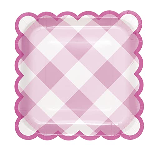 Unique Industries BOUTIQUE Pastel Gingham Scalloped Edge Luncheon Plates