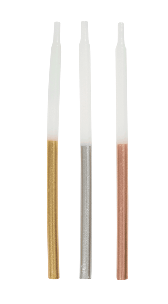 Unique Industries CANDLES Metallic Gold, Silver and Bronze Dipped Birthday Candles