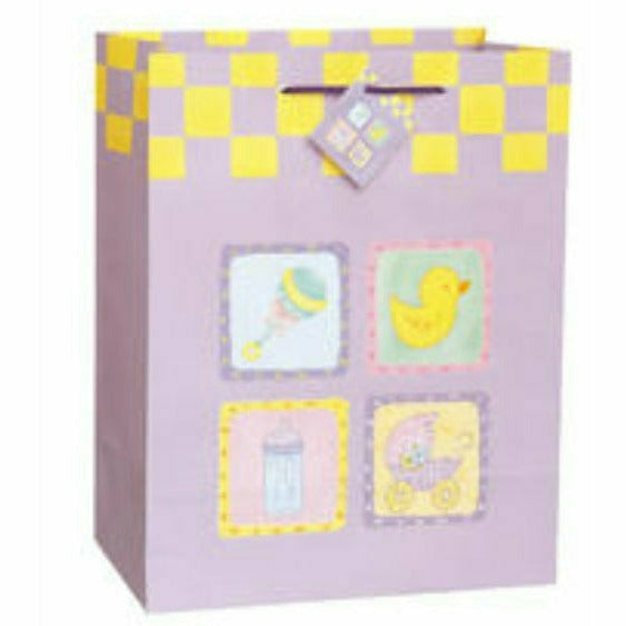 Unique Industries GIFT WRAP Baby Bottle and Rattle Little Dreamer Super Jumbo Gift Bag Assortment
