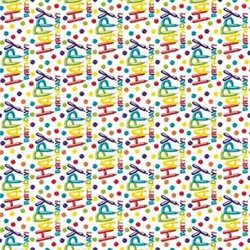 Unique Industries GIFT WRAP "Happy Birthday!" Balloons Gift Wrap