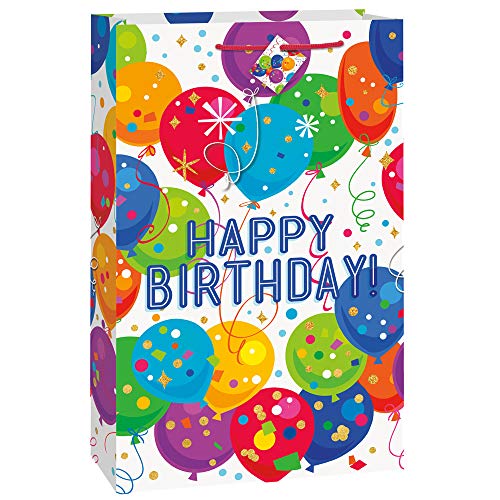 Unique Industries GIFT WRAP Jumbo Bright Balloons & Dots Happy Birthday Gift Bag