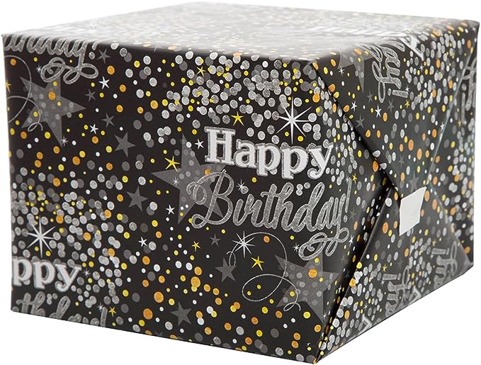 Unique Industries GIFT WRAP Silver Glittering Birthday Wrapping Paper